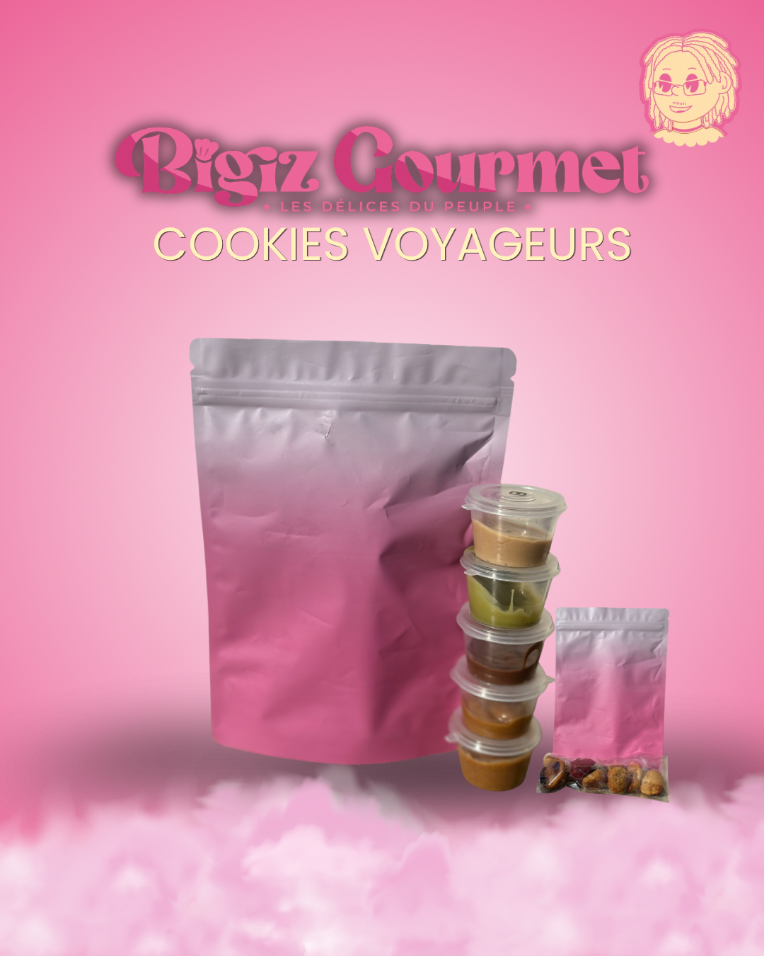 Box Cookinou Voyageur 15 mini cookies artisanaux et 4 sauces dips