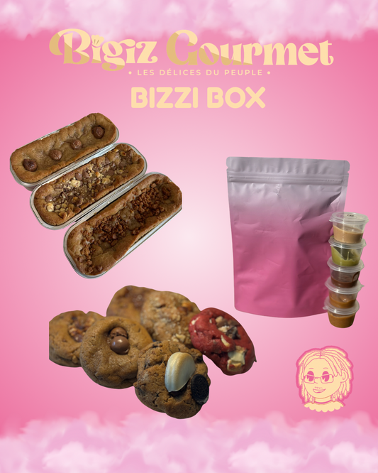 Bizzi Box coffret complet comprenant Box Gourmande Box Cookinou et Box Fudges