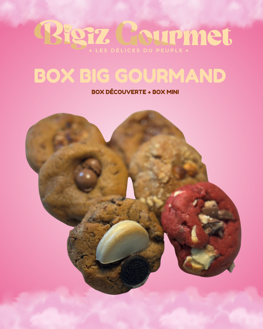 Box Big Gourmand assortiment de 8 cookies XL et une box de mini cookies