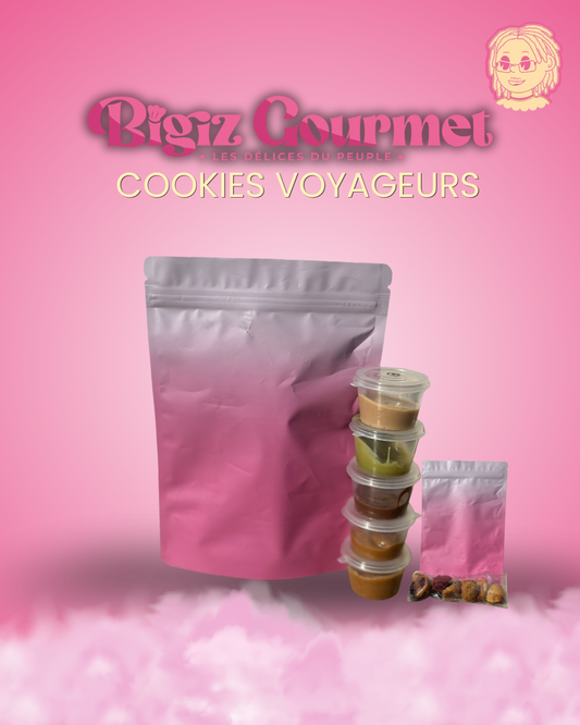 Box Cookinou Voyageur 15 mini cookies artisanaux et 4 sauces dips
